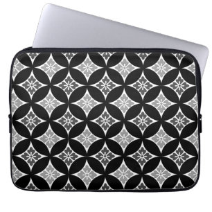 Funda Para Portátil Shipo con motivos florales, negro, blanco y gris