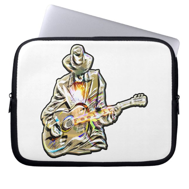 Funda Para Portátil Sienta el Blues - Diseño artístico de guitarra (Frente)