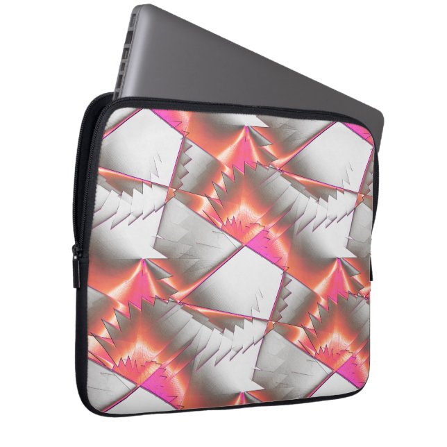 Funda Para Portátil Sierras o zig zag de melocotón rosado sobre blanco (Anverso derecho)