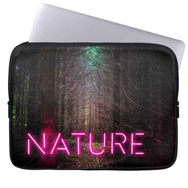 Funda Para Portátil Signo de neón magenta de la naturaleza misteriosa  (Frente)