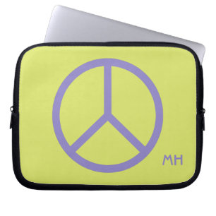 Funda Para Portátil Signo de paz colorido personalizado monograma mang