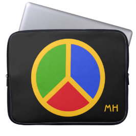Funda Para Portátil Signo de paz colorido personalizado monograma mang