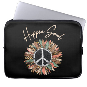 Funda Para Portátil Signo de paz de alma hippie girasol