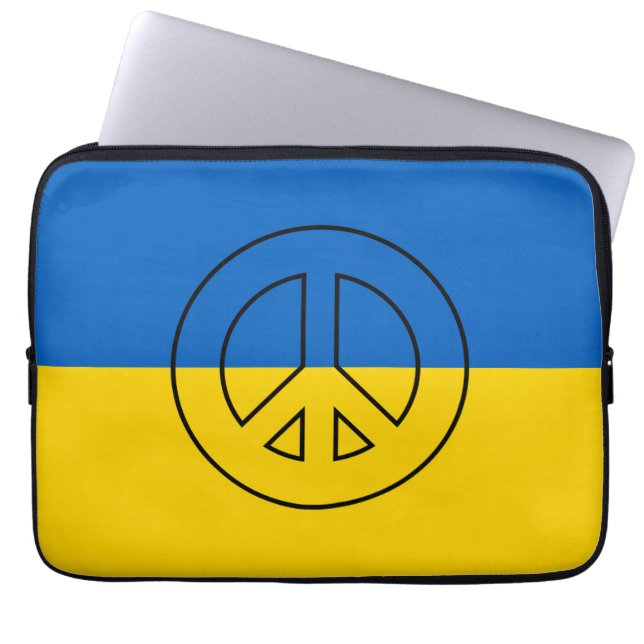 Funda Para Portátil Signo de paz de bandera ucraniana (Frente)