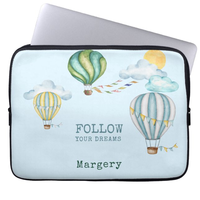 Funda Para Portátil Sigue tus sueños Ilustracion de globos de aire cal (Frente)
