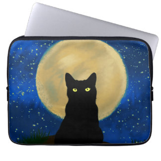 Funda Para Portátil Silhouette de Halloween Black Cat Moonlit