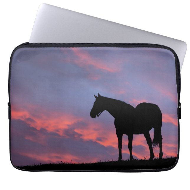 Funda Para Portátil Silhouetti de caballo tostado al amanecer (Frente)