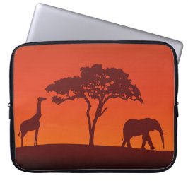 Funda Para Portátil Silueta africana del safari - manga del ordenador