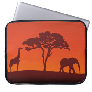 Funda Para Portátil Silueta africana del safari - manga del ordenador