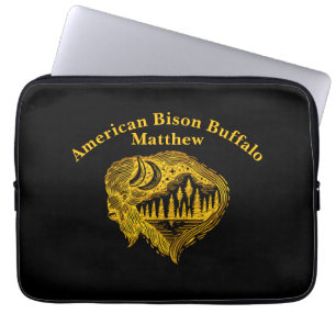 Funda Para Portátil Silueta De Búfalo Con Diseño De Montañas