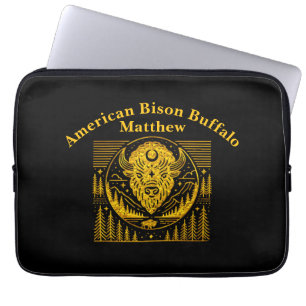 Funda Para Portátil Silueta de cabeza de bisonte contra fondo de monta