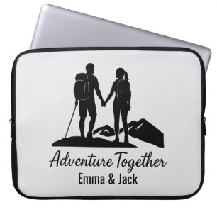 Funda Para Portátil Silueta de pareja de senderismo minimalista person