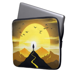 Funda Para Portátil Silueta de pico de montaña con un pedestal sinuoso