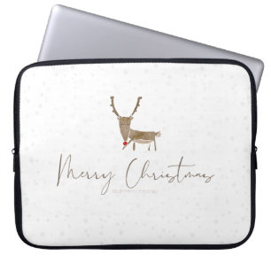 Funda Para Portátil Silueta de reno de arte lineal de SlipperyJoe mini