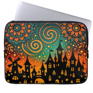 Funda Para Portátil Silueta del Castillo en Noche Mística