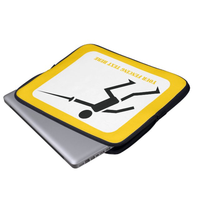 Funda Para Portátil Silueta negra de esgrima de espada personalizado (Inferior anverso)