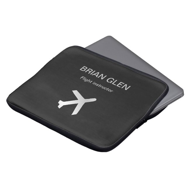 Funda Para Portátil Silva gris de plano de vuelo plateado (Superior anverso)