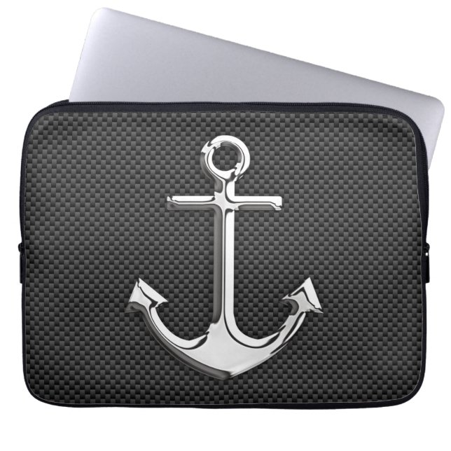 Funda Para Portátil Silver Anchor on Carbon Fiber Decor (Frente)