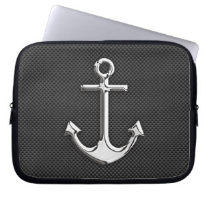 Funda Para Portátil Silver Anchor on Carbon Fiber Decor