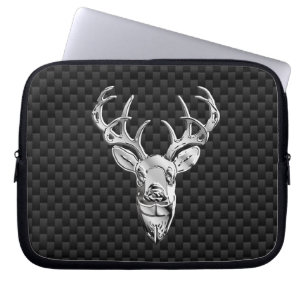 Funda Para Portátil Silver Deer on Carbon Fiber Style Print