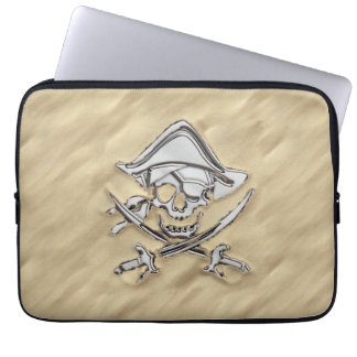 Funda Para Portátil Silver Pirate Skull on the Beach
