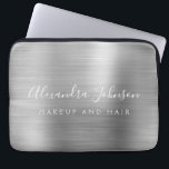 Funda Para Portátil Silver Profesional Metálico Monograma Negocios<br><div class="desc">Moderno Silver Girly maquillaje y Salón de Belleza Cabello Faux Metallic Stainless Elegant Monograma Promocional Bolsa de Portátiles o Funda de publicidad Promocional (Promo). Este elegante funda profesional de informática empresarial se puede personalizar para incluir su nombre de firma de escritura monogramada y su profesión o puesto de trabajo.</div>