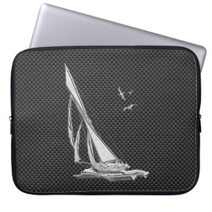 Funda Para Portátil Silver Sailboat Regatta on Carbon Fiber