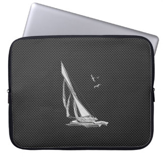 Funda Para Portátil Silver Sailboat Regatta on Carbon Fiber