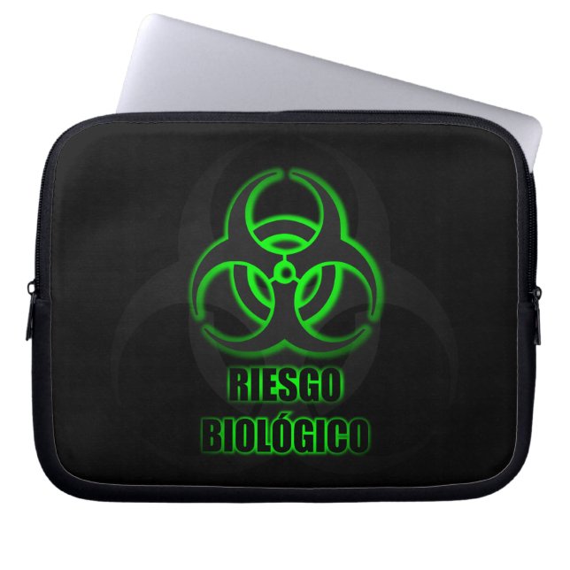 Funda Para Portátil Símbolo Brillante de Riesgo Biológico (Frente)