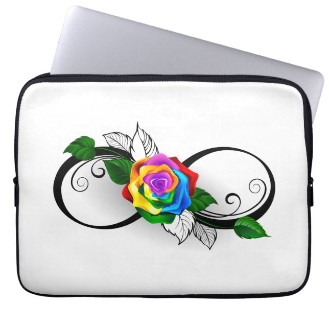 Funda Para Portátil Símbolo de infinito con rosa arcoíris (Frente)