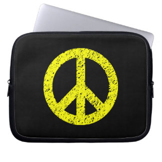 Funda Para Portátil Símbolo de la paz esgrimido - amarillo sobre negro