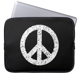 Funda Para Portátil Símbolo de la paz esgrimido - blanco sobre negro