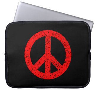 Funda Para Portátil Símbolo de la paz esgrimido - rojo sobre negro