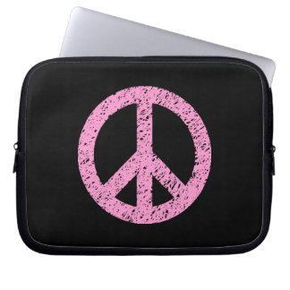Funda Para Portátil Símbolo de la paz esgrimido - rosado en negro