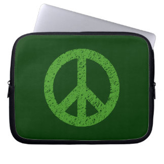 Funda Para Portátil Símbolo de la paz tenciada - aguacate Grn en Dk Gr
