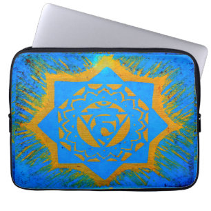 Funda Para Portátil símbolo de oro en azul tántrico
