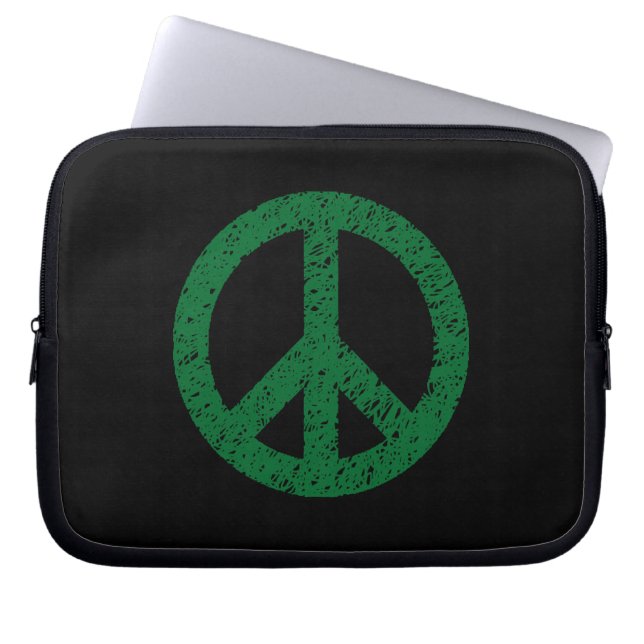 Funda Para Portátil Símbolo de paz tenciado - Dk Grn en negro (Frente)