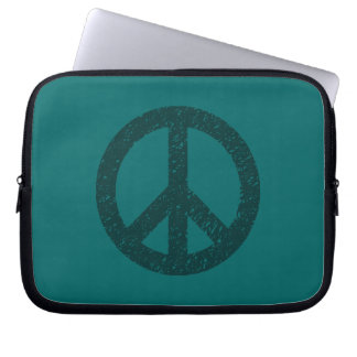 Funda Para Portátil Símbolo de paz tenciado - Dk Grn en Verde azulado