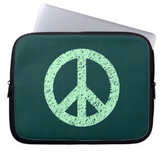 Funda Para Portátil Símbolo de paz tenciado - Grn fantasma en Dk Grn