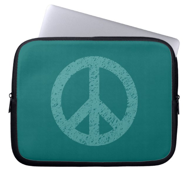 Funda Para Portátil Símbolo de paz tenciado - Grn oceánico en Verde az (Frente)