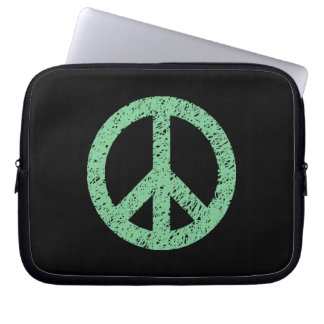 Funda Para Portátil Símbolo de paz tensa - verde oscuro en negro