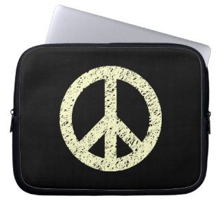 Funda Para Portátil Símbolo de paz tenso - crema en negro