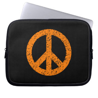 Funda Para Portátil Símbolo de paz tenso - Naranja amarillo en blanco