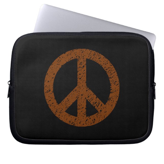 Funda Para Portátil Símbolo de paz tenso - Nuez en negro (Frente)