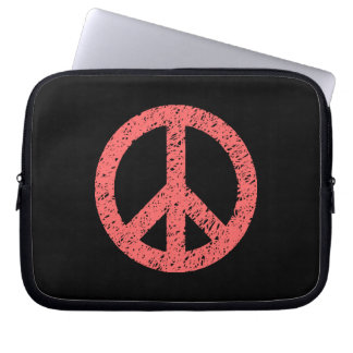 Funda Para Portátil Símbolo de paz tenso - rosa tropical en negro