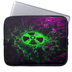 Funda Para Portátil Símbolo de peligro de desperdicios tóxicos brillan