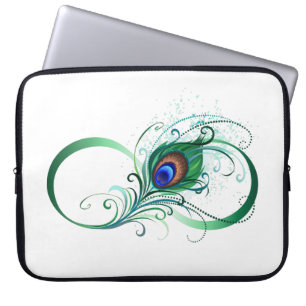 Funda Para Portátil Símbolo infinito con pluma de pavo real