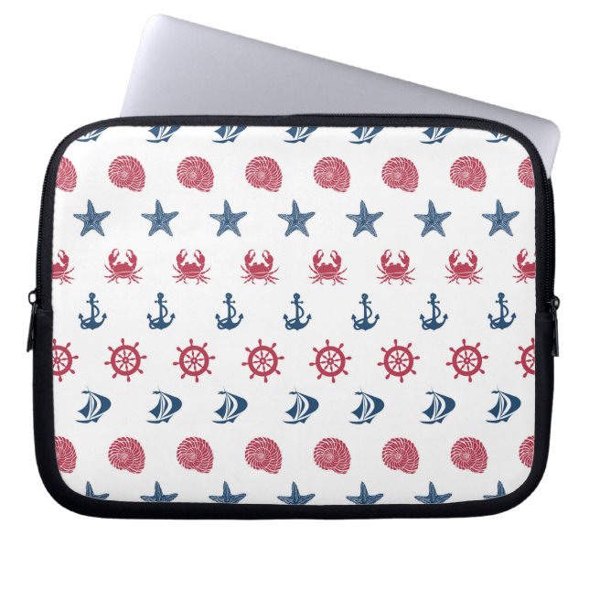 Funda Para Portátil Símbolo rojo blanco y azul del mar (Frente)