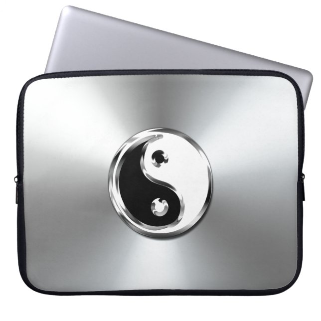 Funda Para Portátil Símbolo Yin-Yang gráfico gradiente de acero (Frente)