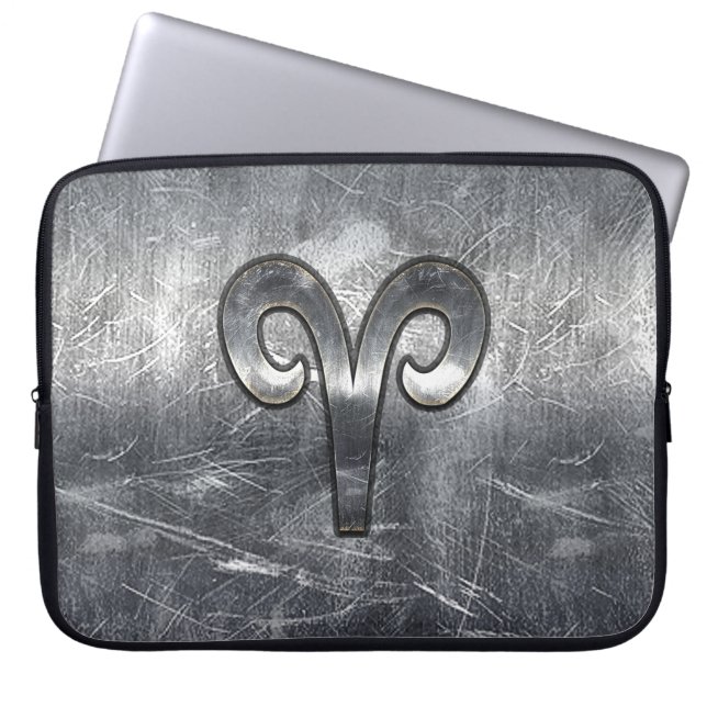 Funda Para Portátil Símbolo zodiaco de Aries en estilo angustiado (Frente)